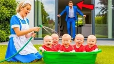 مربية وخمسة توائم 